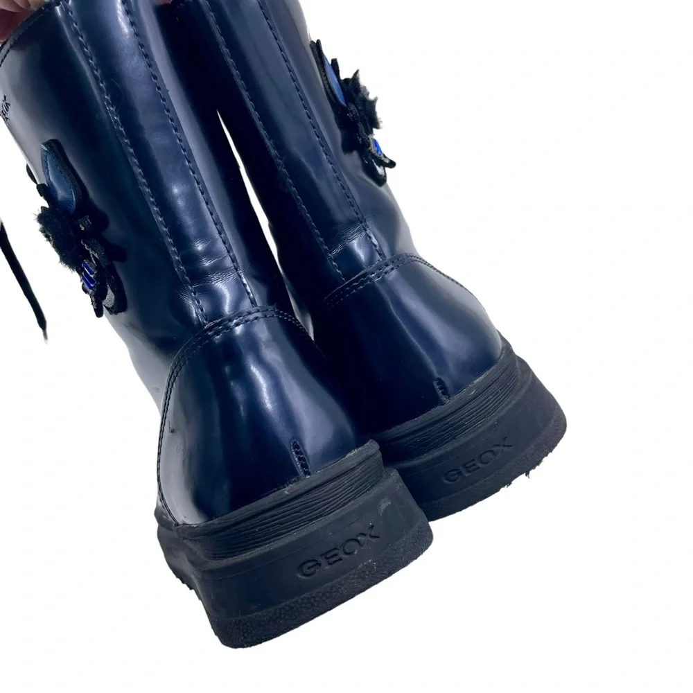 Geox‎ Respira Gillyjaw Girls Dark Navy Combat Boots in Size 34 / 3